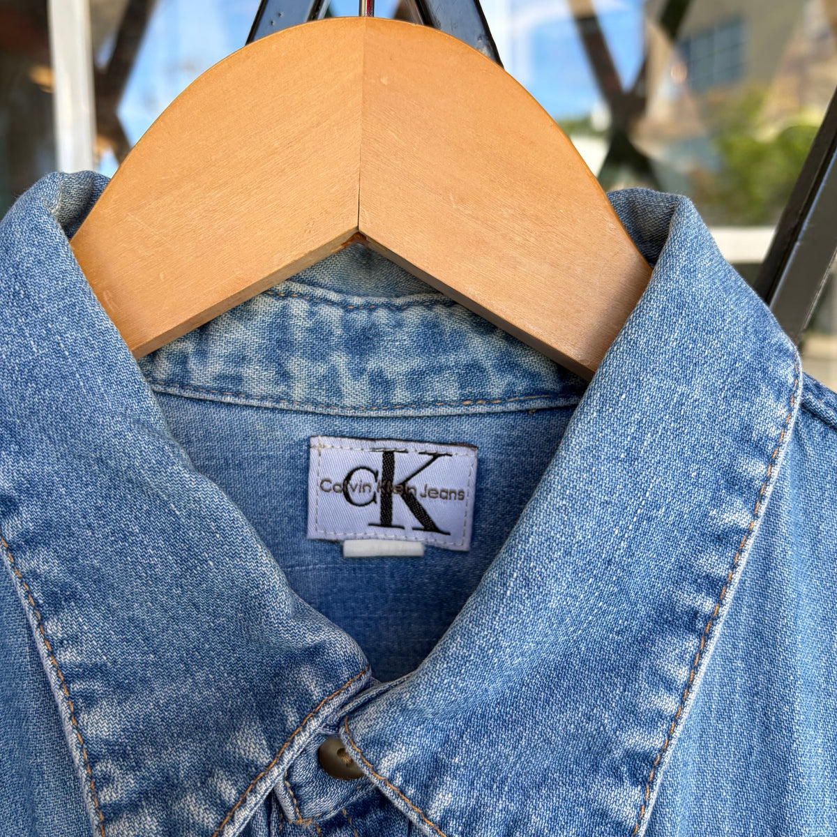 Vintage Calvin Klein Denim Button Up Shirt - Size L