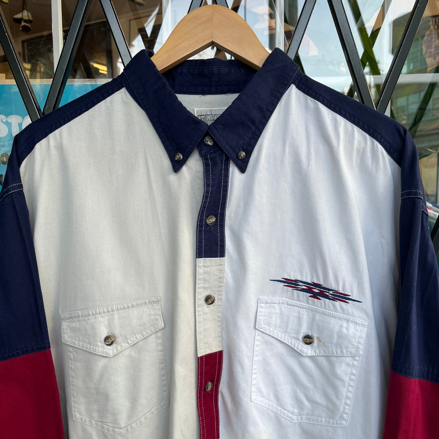 Vintage Western Colour Block Button Up Shirt - Size XXL