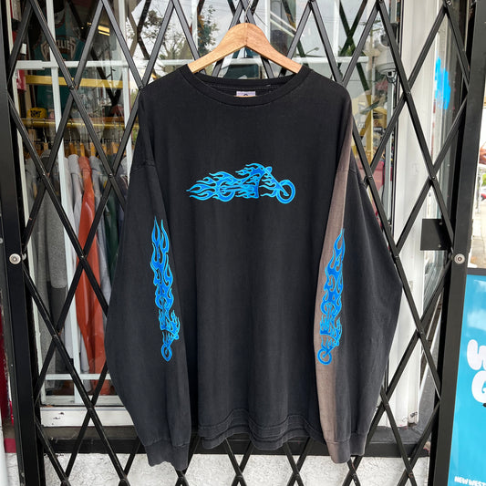 Vintage Motorcycle Flames Long Sleeve - Size 3XL