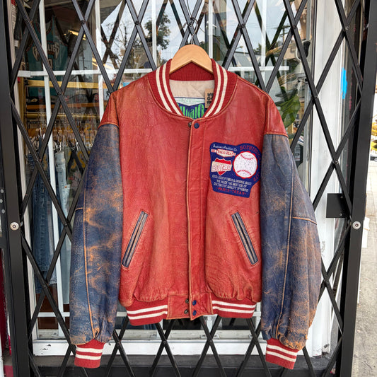 Vintage Buffalo Leather Baseball Varsity Jacket - Size M