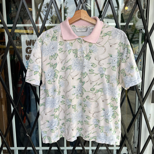 Vintage Floral Collared Shirt - Size Womens L