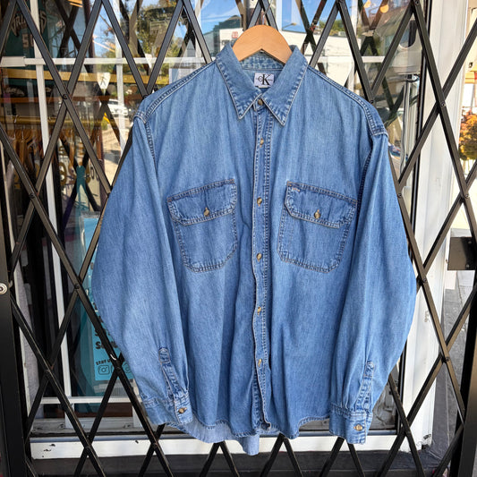 Vintage Calvin Klein Denim Button Up Shirt - Size L