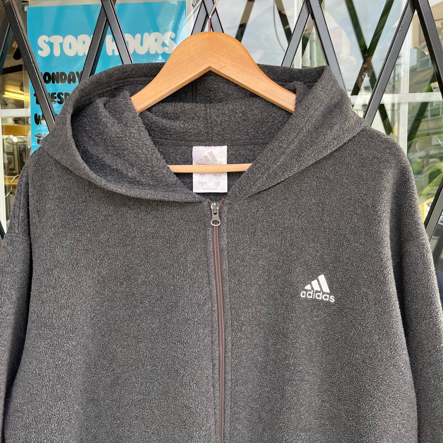 Vintage Adidas Fleece Zip Up Hoodie - Size L