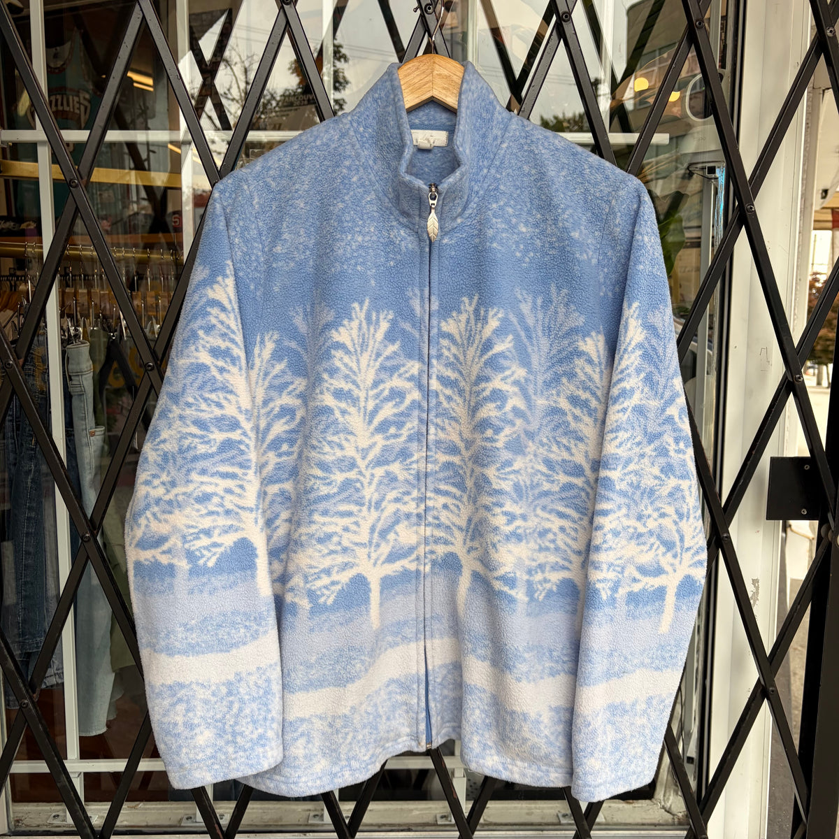 Vintage Nature Winter Fleece Zip Up Sweater - Size Women’s L