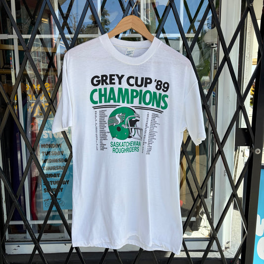 1989 Roughriders Grey Cup Champions Tee - Size XL