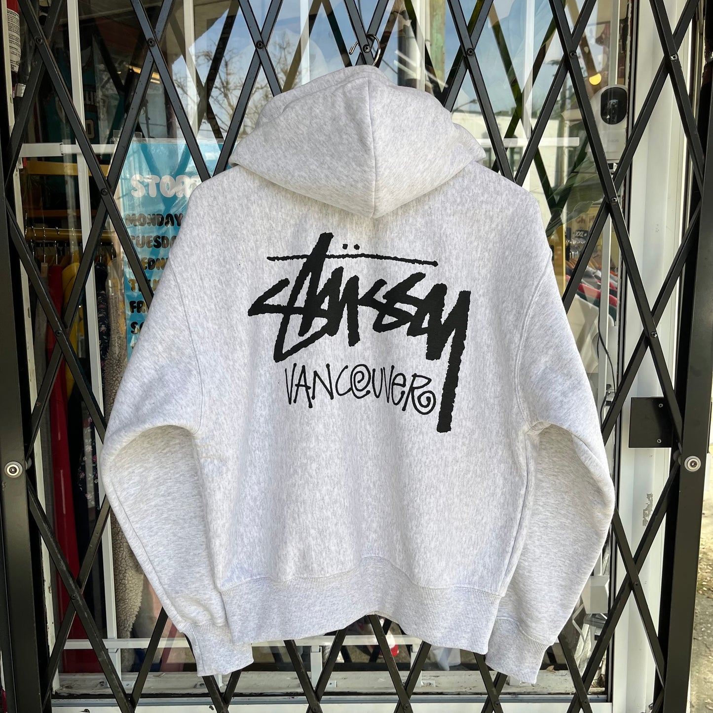Stussy Vancouver Zip Up Heather Grey Hoodie - Size S