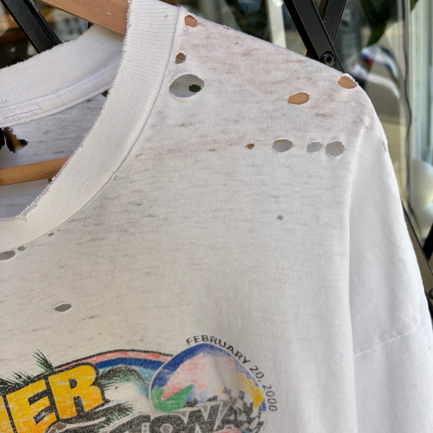 Vintage Distressed NASCAR Racing Cropped Tee - Size XL