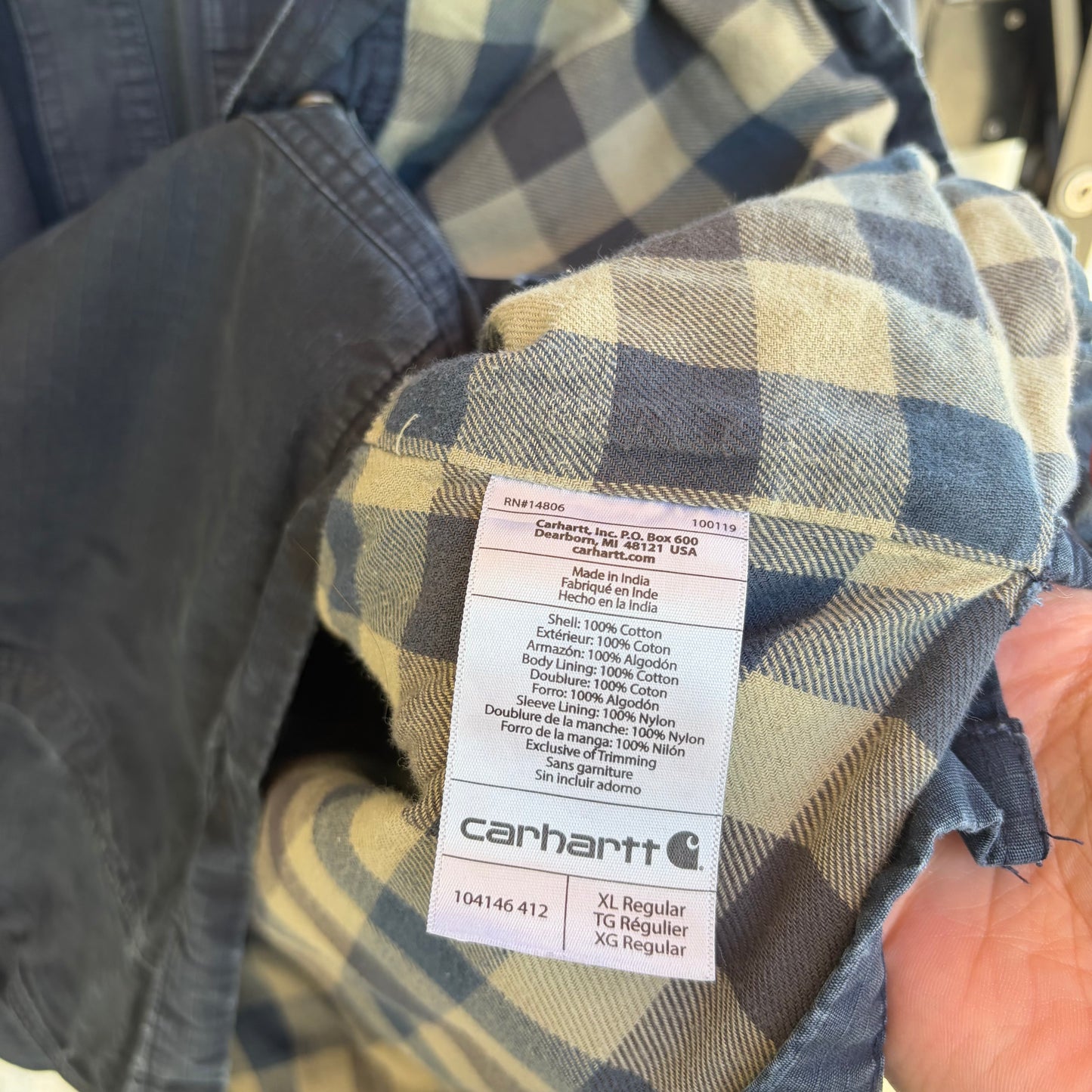 Carhartt Snap Button Plaid Lined Chore Jacket - Size XL