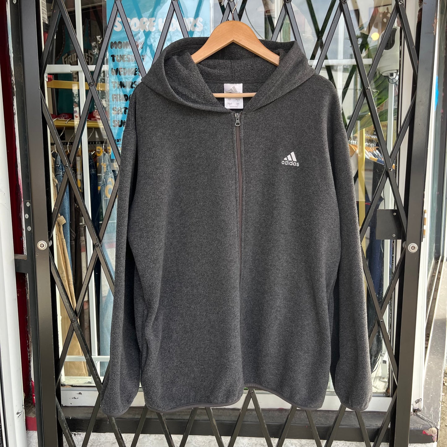 Vintage Adidas Fleece Zip Up Hoodie - Size L