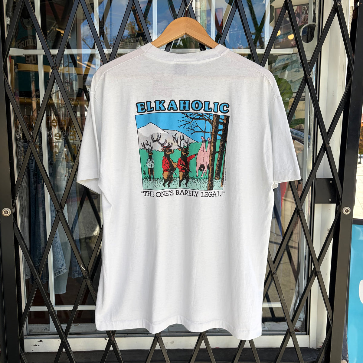 1989 Elkaholic Hunting Parody Tee - Size XXL