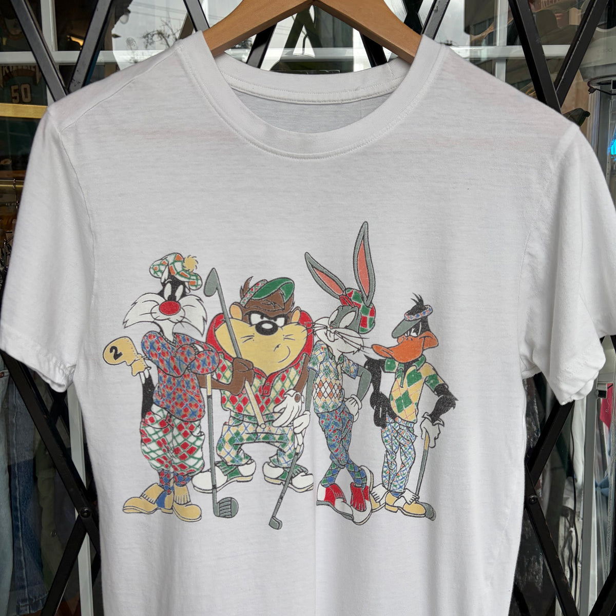 Vintage Looney Tunes Tartan Golf Tee - Size S