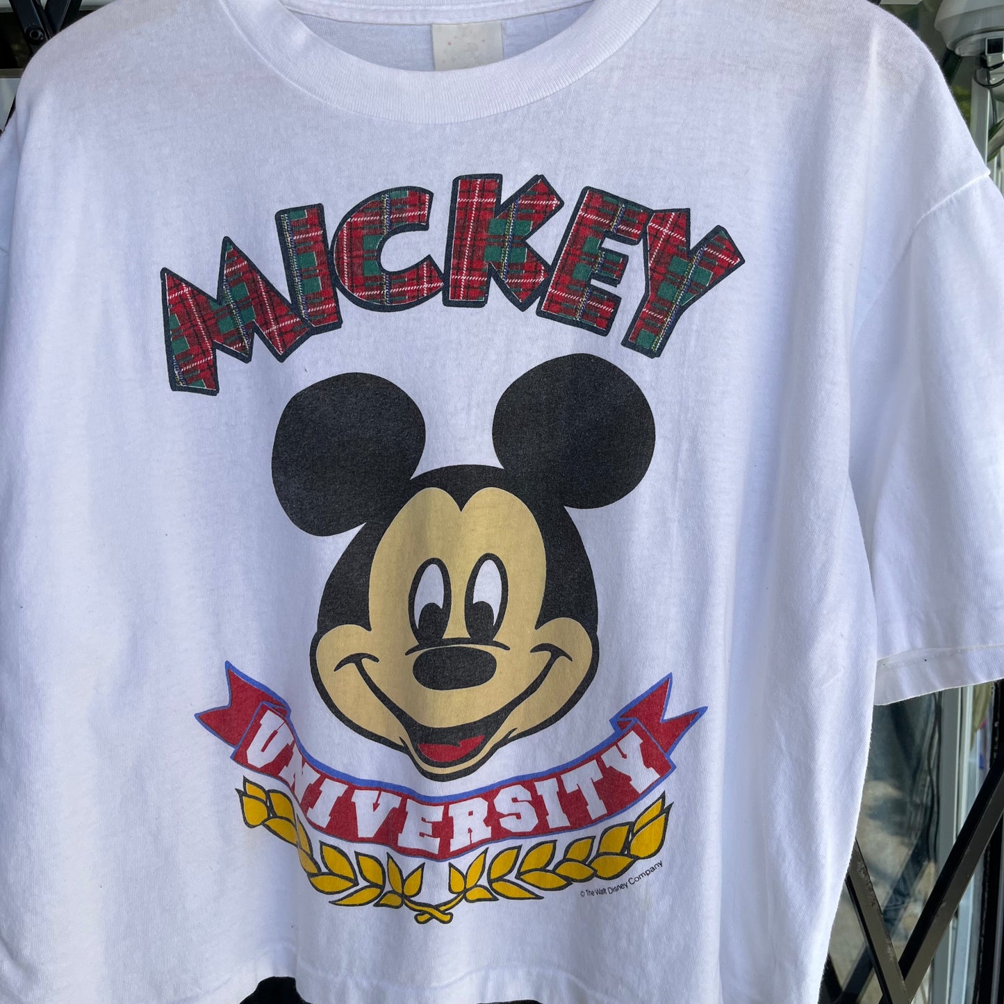 Vintage Disney Mickey University Cropped Tee - Size XL