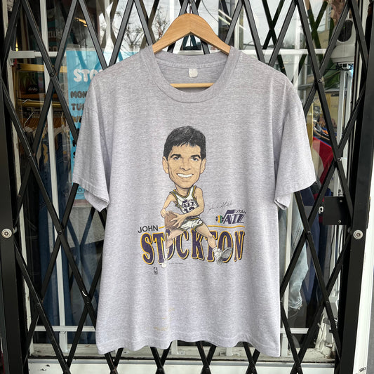 1980’s John Stockton Utah Jazz Bobblehead Tee - Size XL