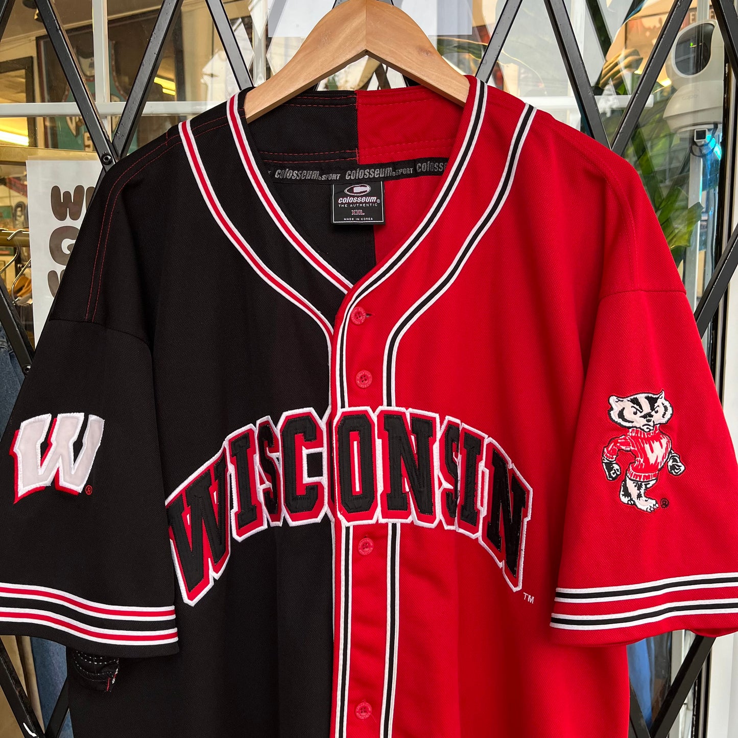 Vintage University of Wisconsin Badgers Split Baseball Jersey - Size XXL