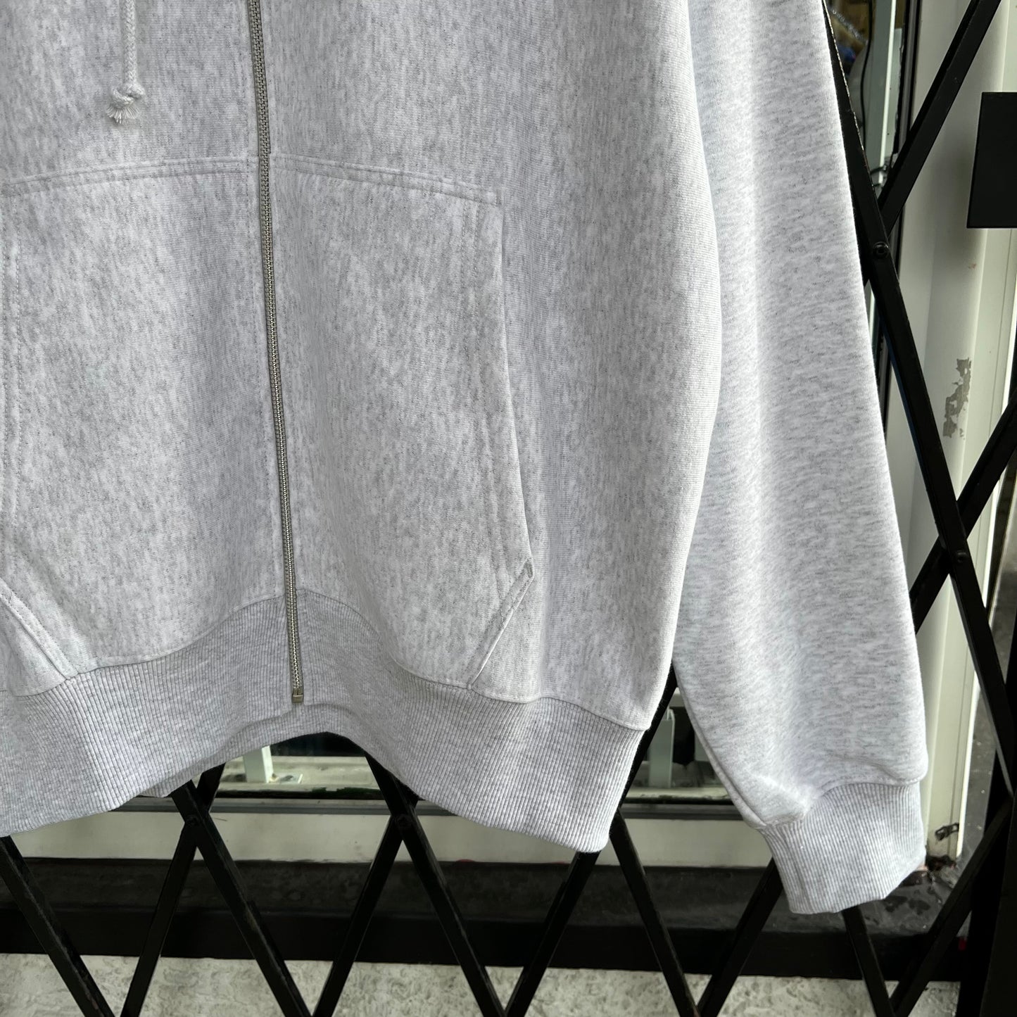 Stussy Champion Oval Zip Hoodie Ash Heather - Size L