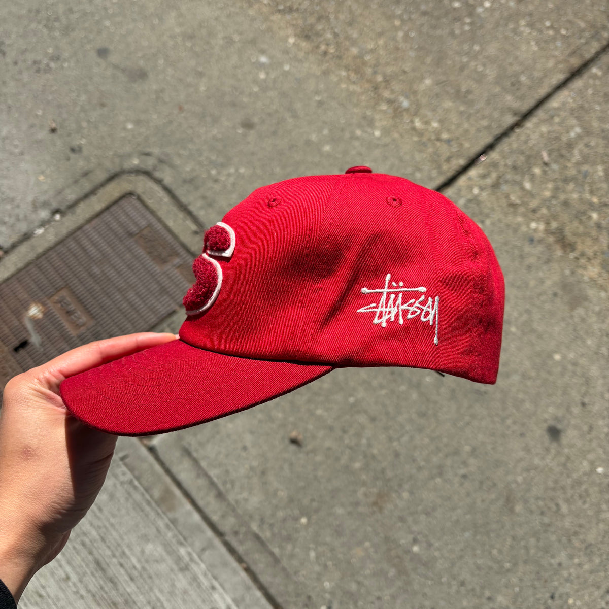 Stussy Chenille S Low Pro Cap Gym Red