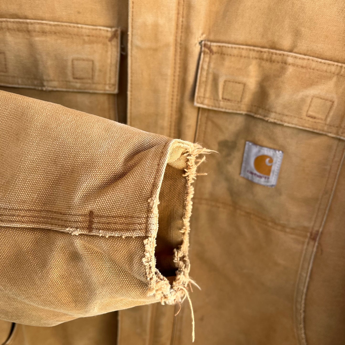 Vintage Carhartt Tan Quilted Chore Jacket - Size L