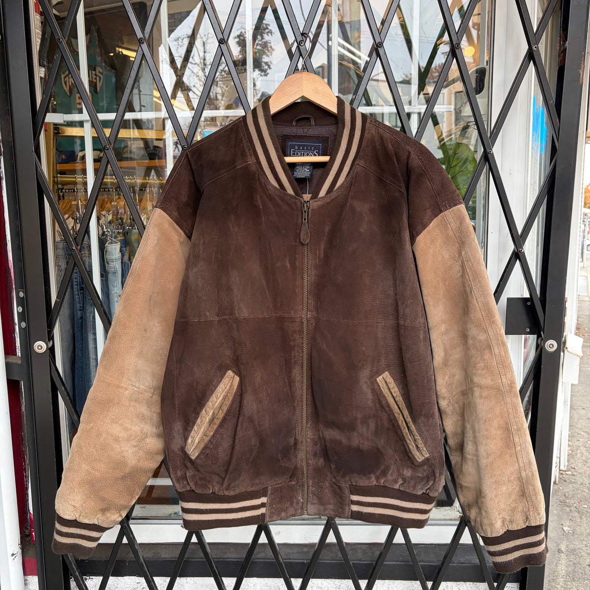 Vintage Genuine Leather Bomber Jacket - Size XL
