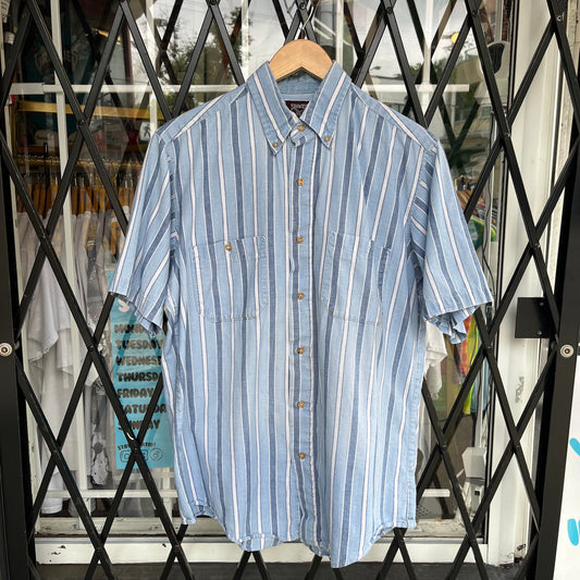 Vintage Striped Short Sleeve Button Up Shirt - Size L