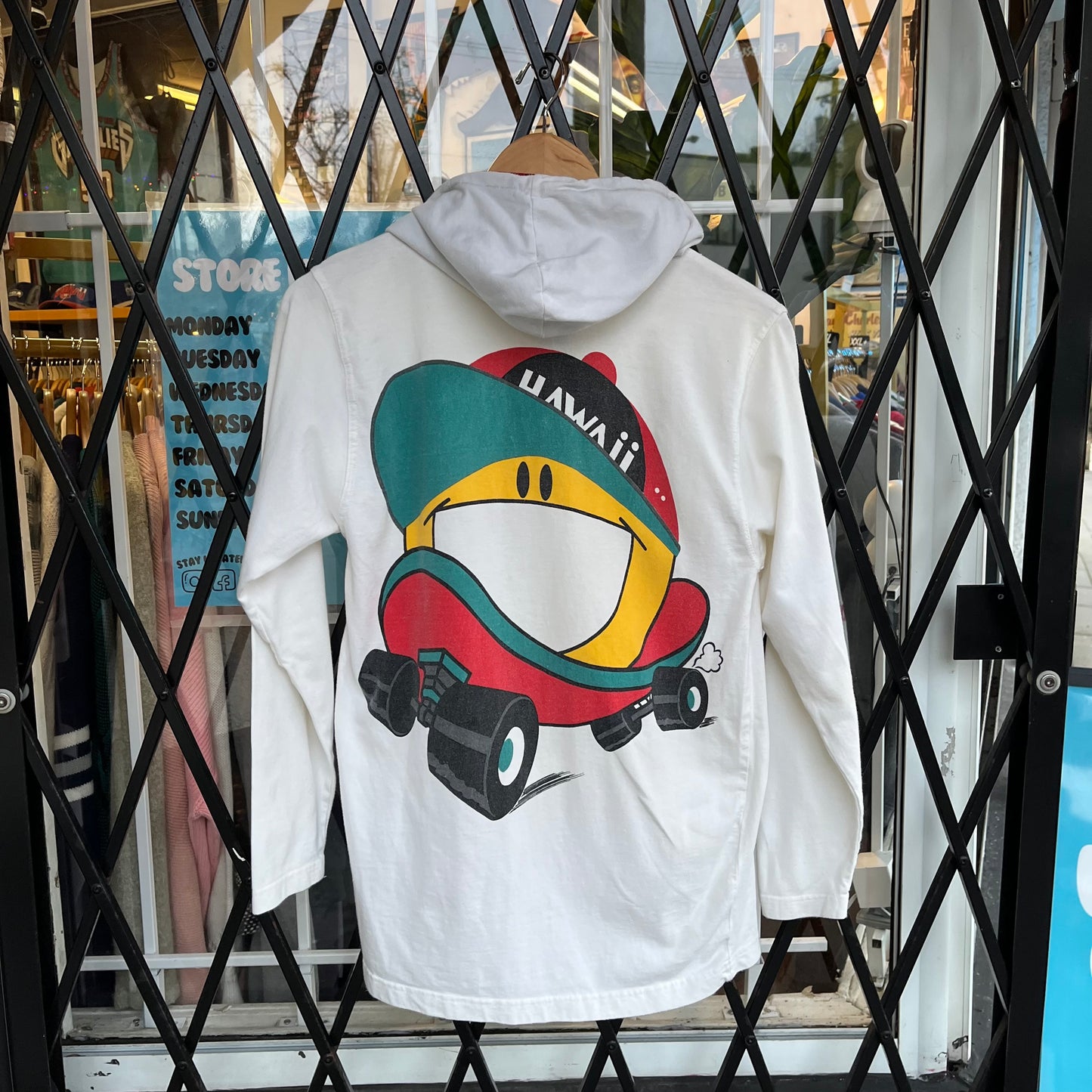 Vintage Big Face Smiley Hooded Long Sleeve - Size S