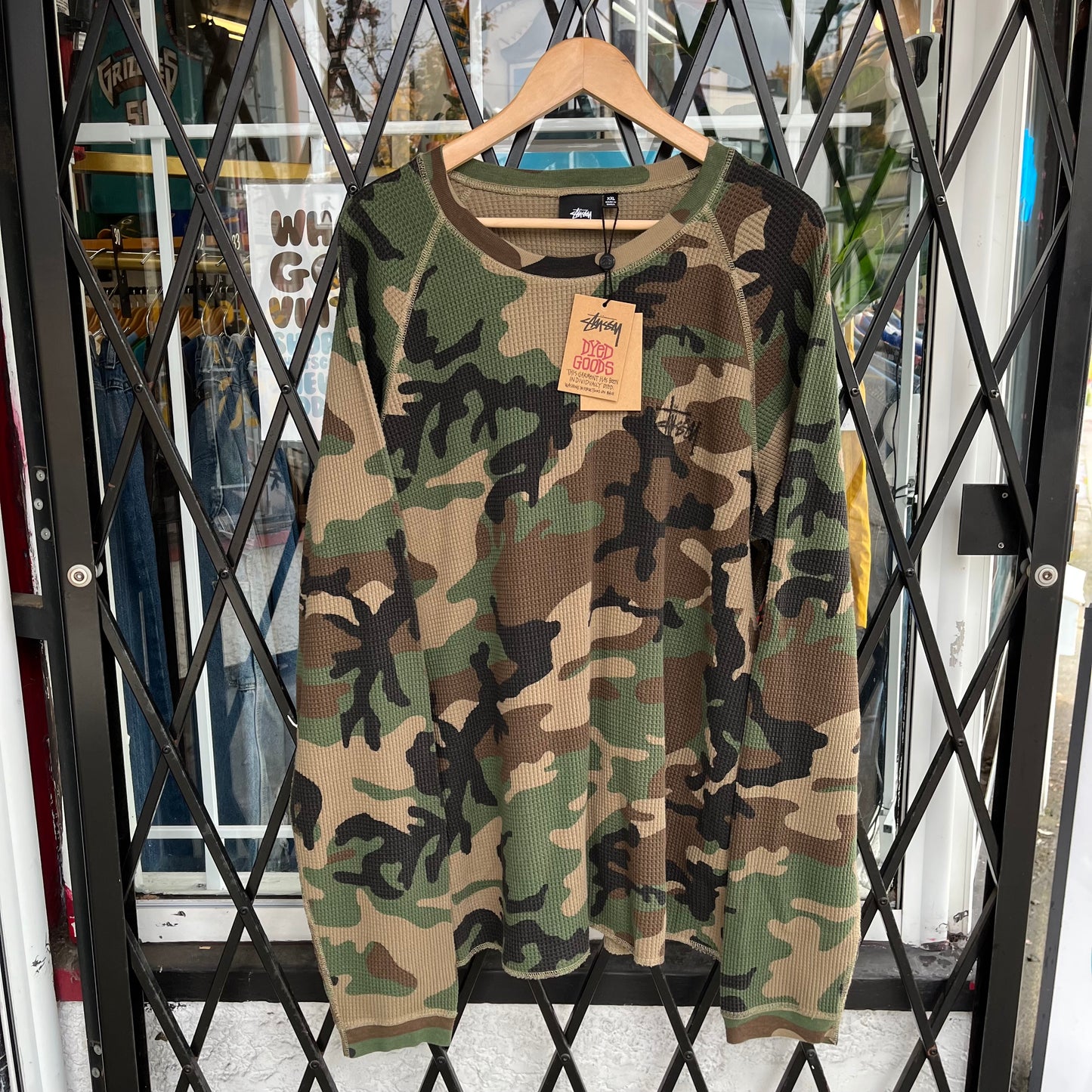 Stussy Raglan Thermal Long Sleeve Woodland Camo - Size XXL