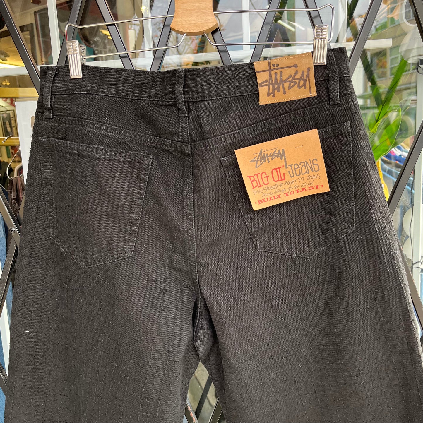 Stussy Big Ol Jeans Canvas Pants Black - Size 32W