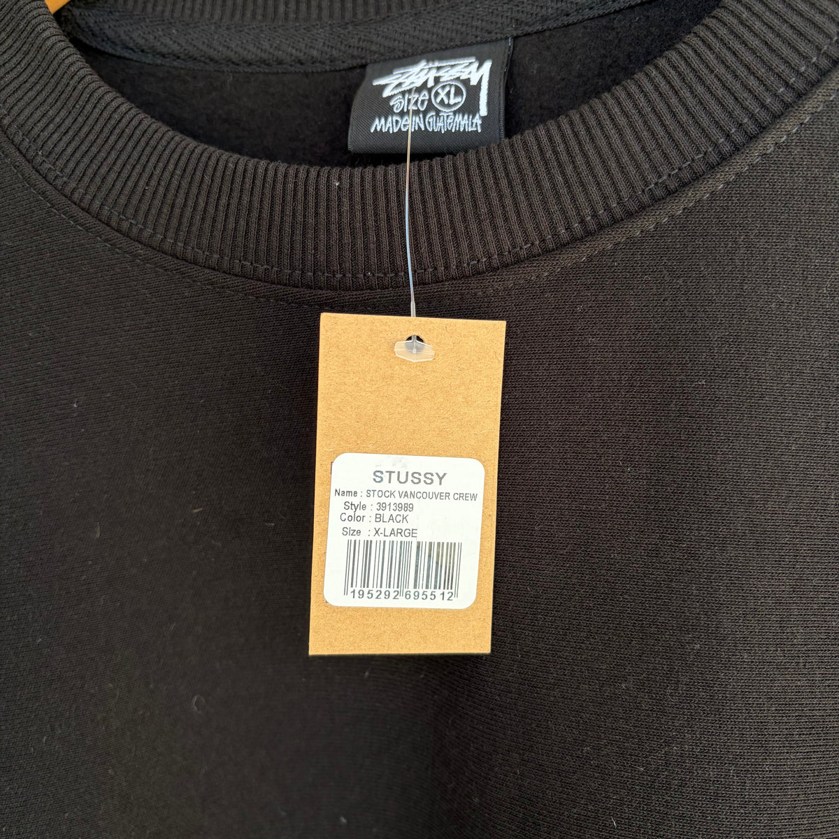 Stussy Vancouver Stock Crewneck Black - Size XL