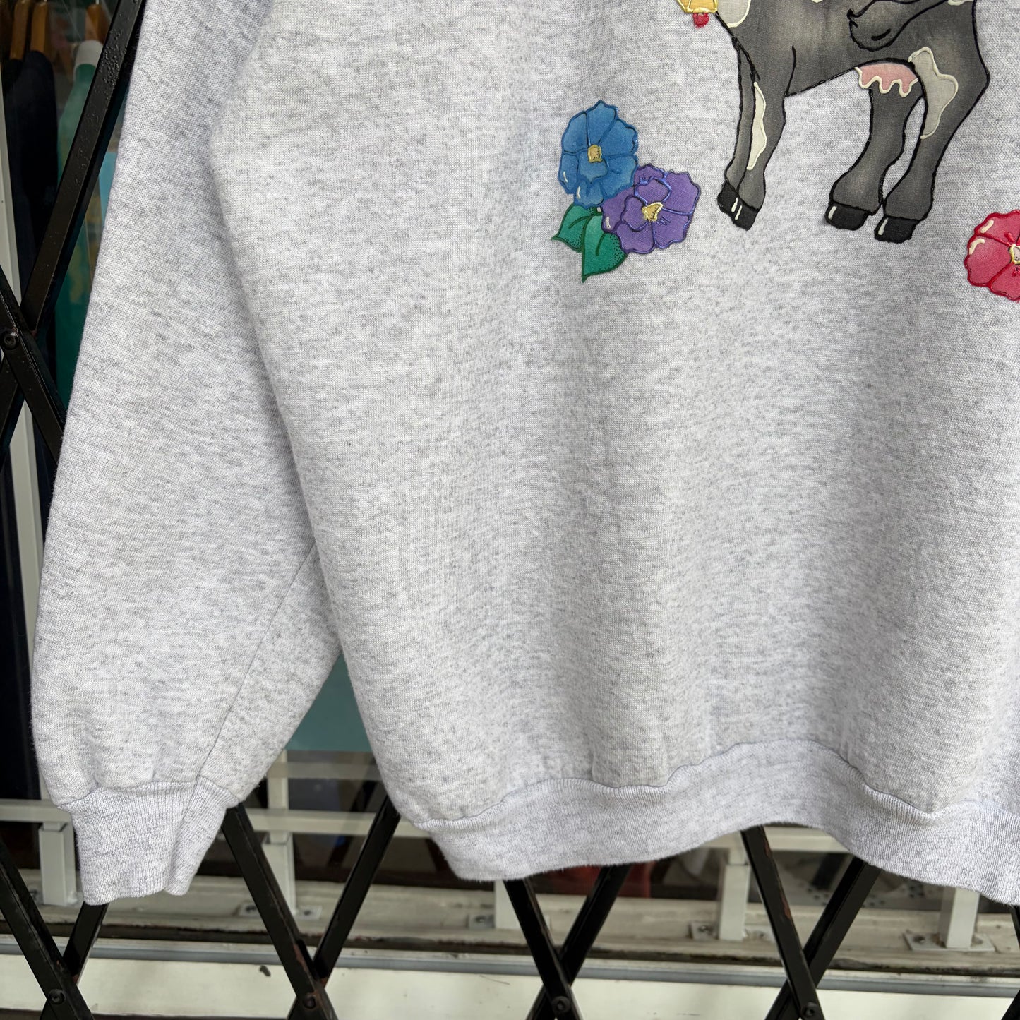 Vintage Custom Art Cow Crewneck - Size L
