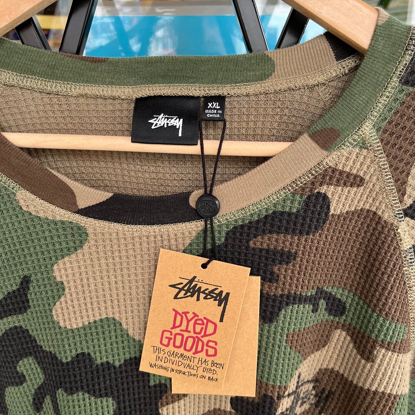 Stussy Raglan Thermal Long Sleeve Woodland Camo - Size XXL