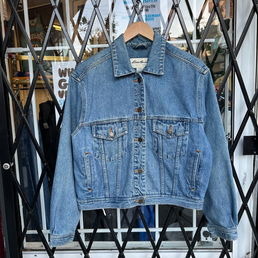 Vintage Eddie Bauer Cropped Denim Jacket - Size Womens L