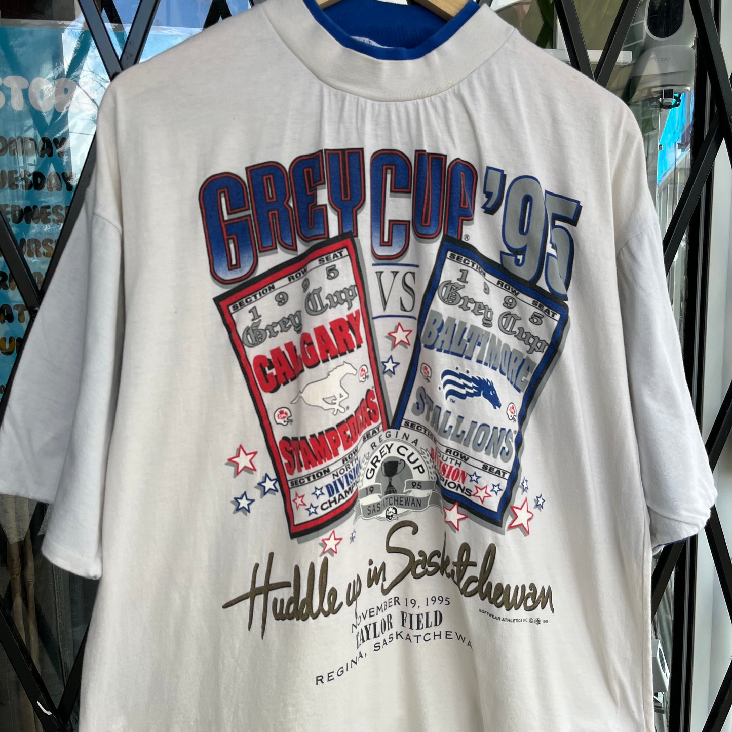 1995 CFL Grey Cup Ticket Stub Tee - Size L