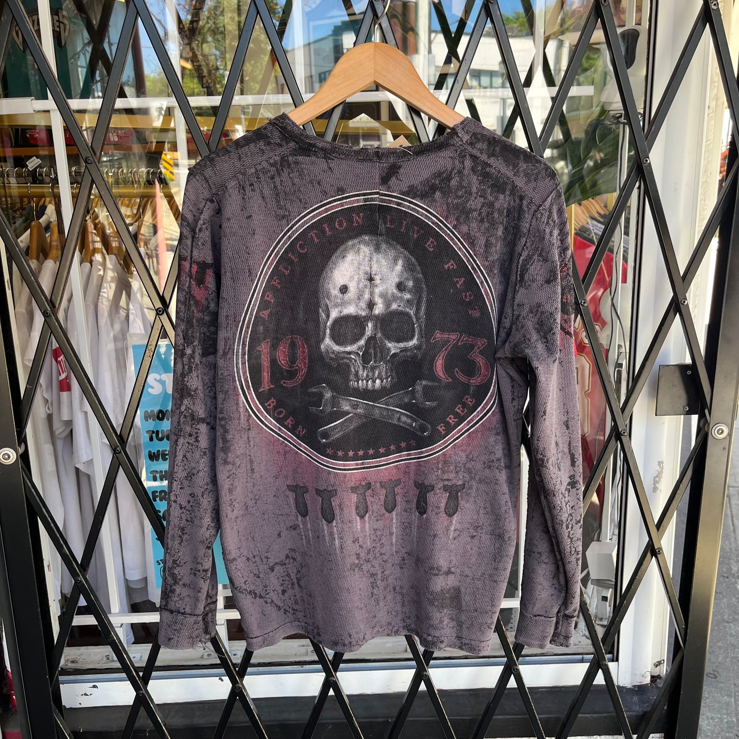 Y2K Affliction Skull Reversible Long Sleeve - Size L