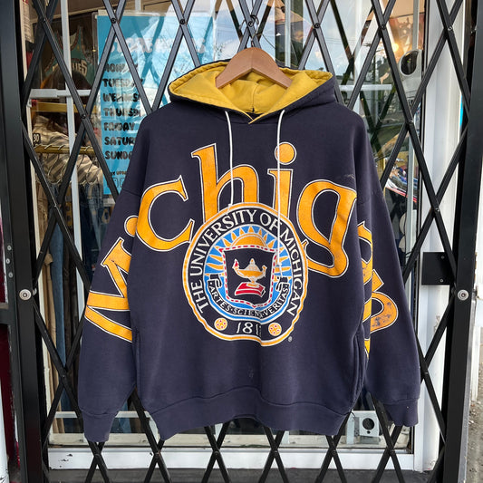 Vintage University of Michigan Big Spell Out Hoodie - Size XL