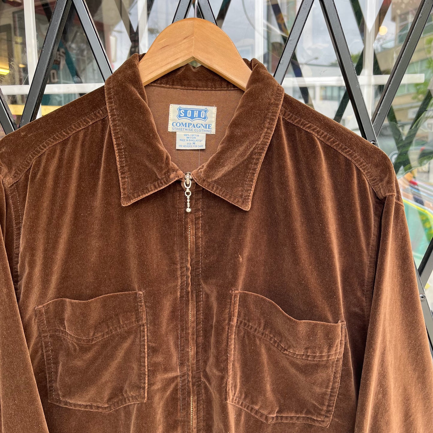 Vintage Velour Zip Up Shirt - Size M