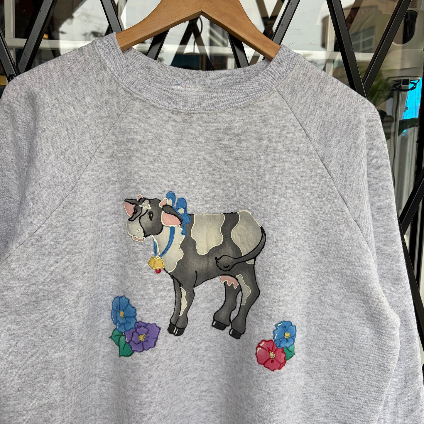 Vintage Custom Art Cow Crewneck - Size L