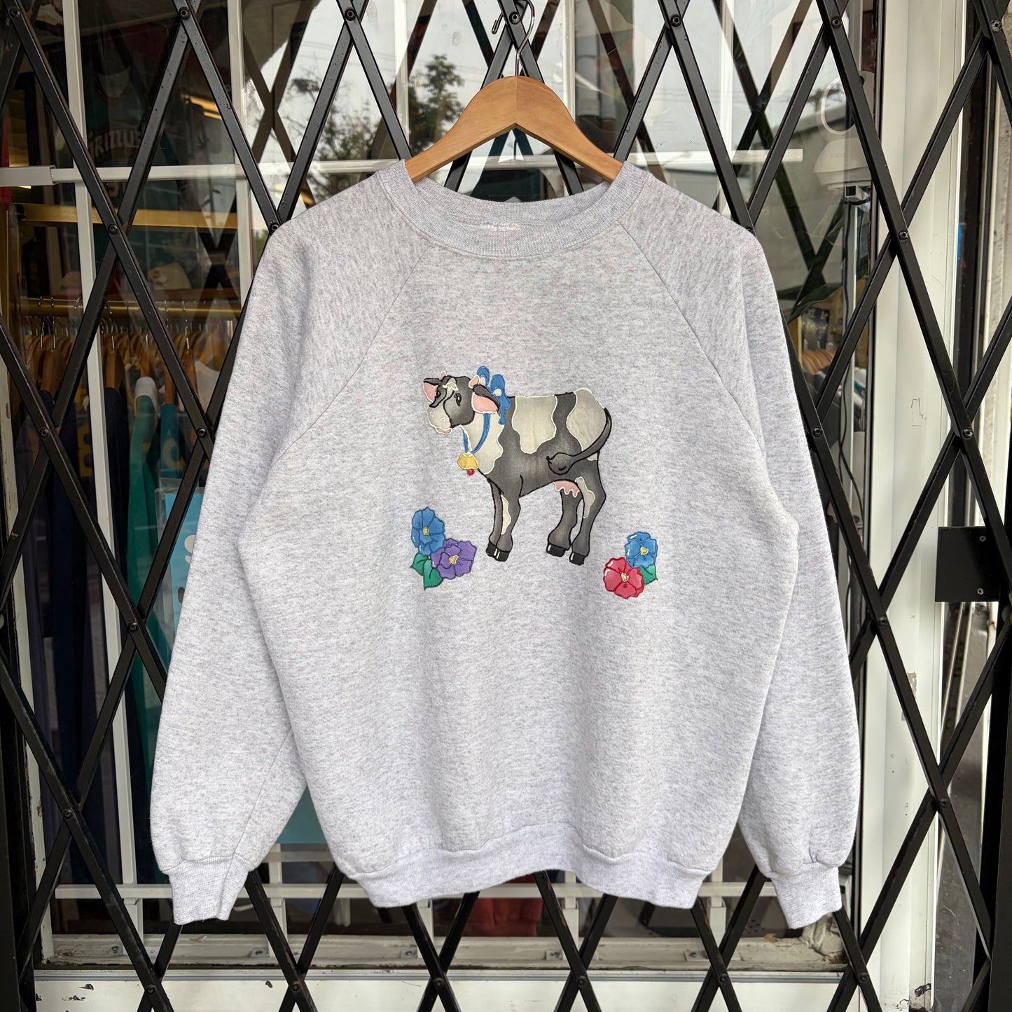 Vintage Custom Art Cow Crewneck - Size L