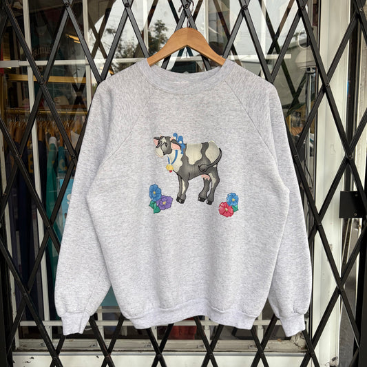 Vintage Custom Art Cow Crewneck - Size L