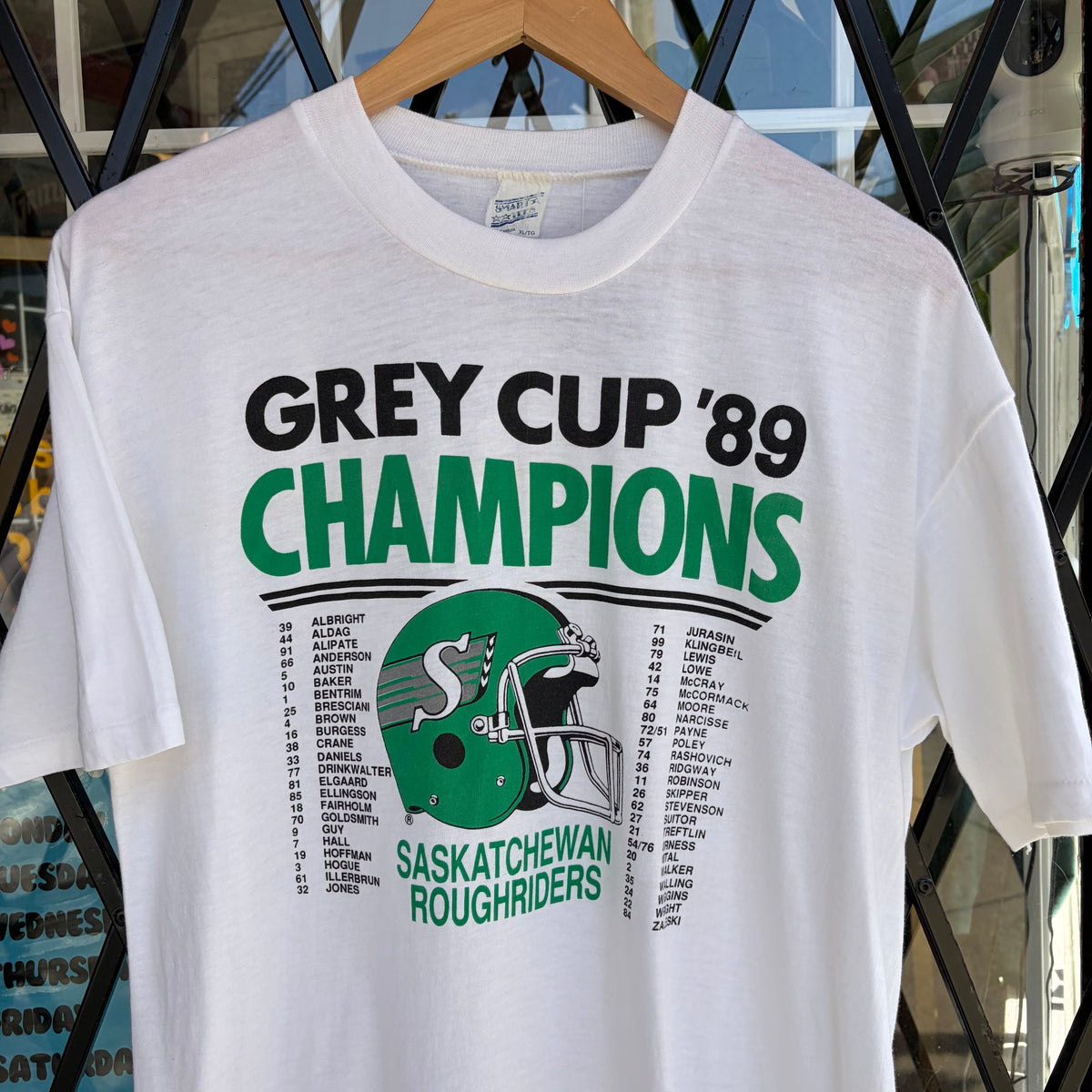 1989 Roughriders Grey Cup Champions Tee - Size XL