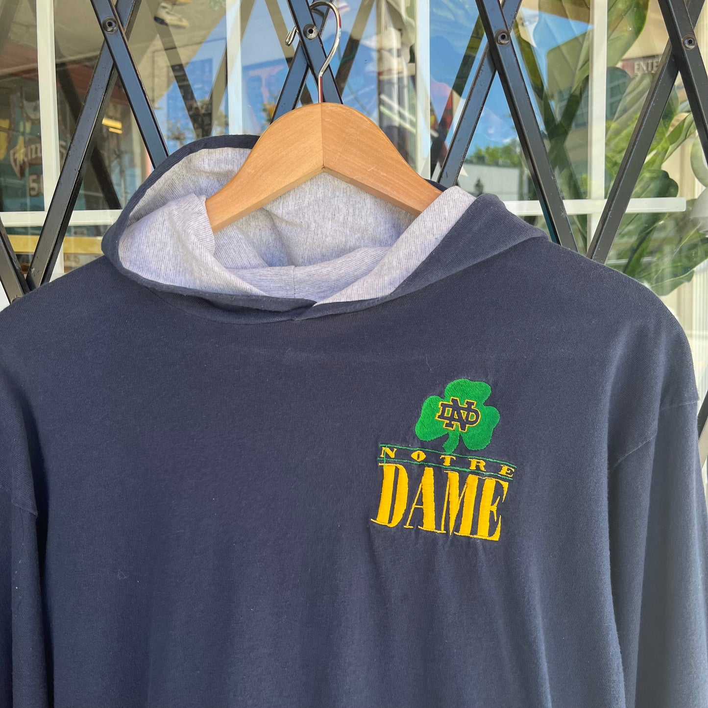 Vintage Notre Dame University Hooded Long Sleeve - Size XL