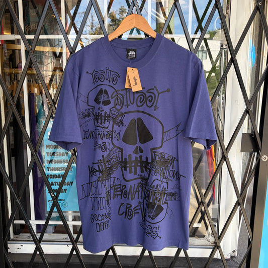 Stussy Skulls Tee Indigo - Size M