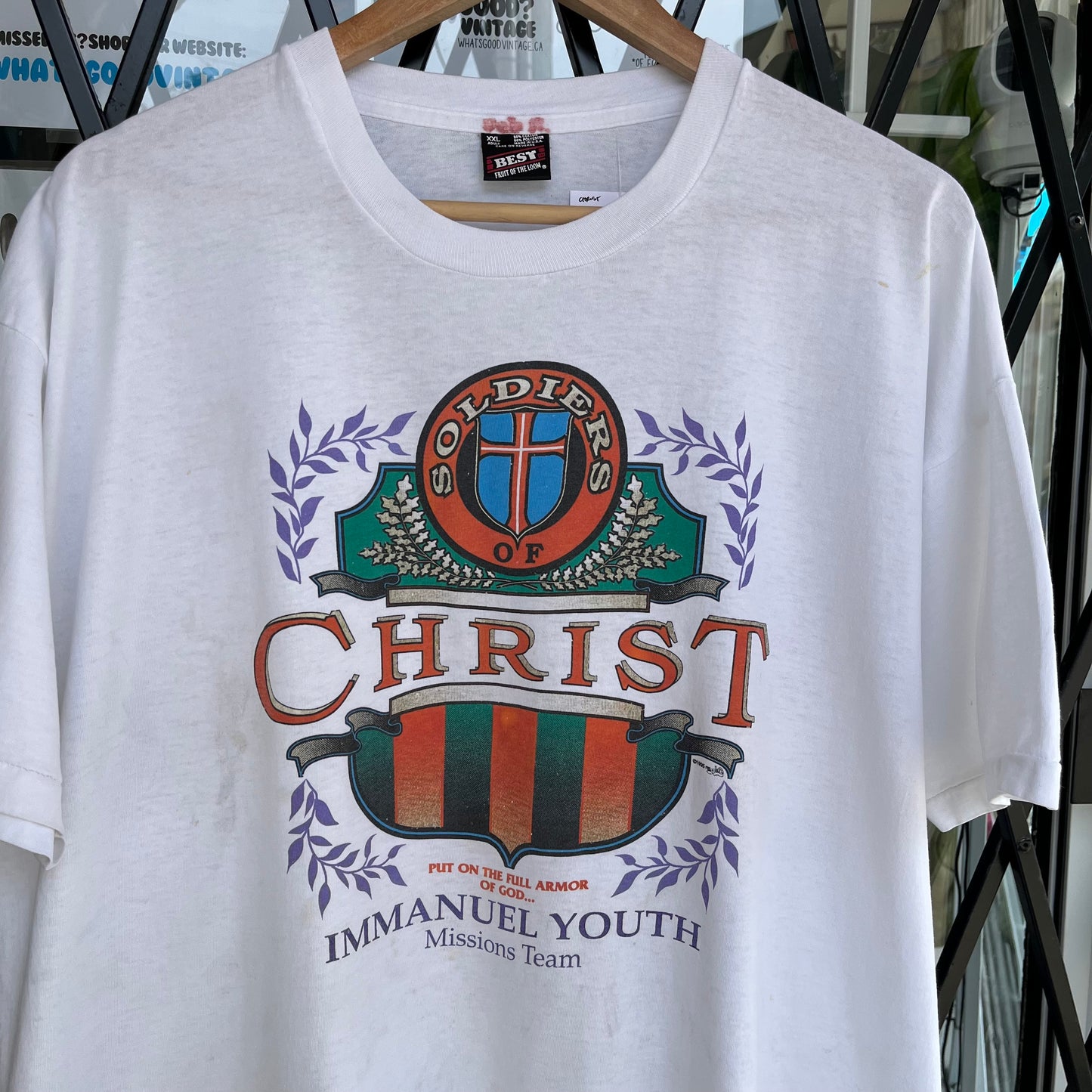 Vintage Soldier of Christ Religious Tee - Size XXL