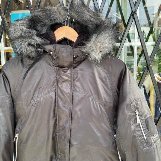 Y2K Nike Down Fur Bomber Jacket - Size Womens L