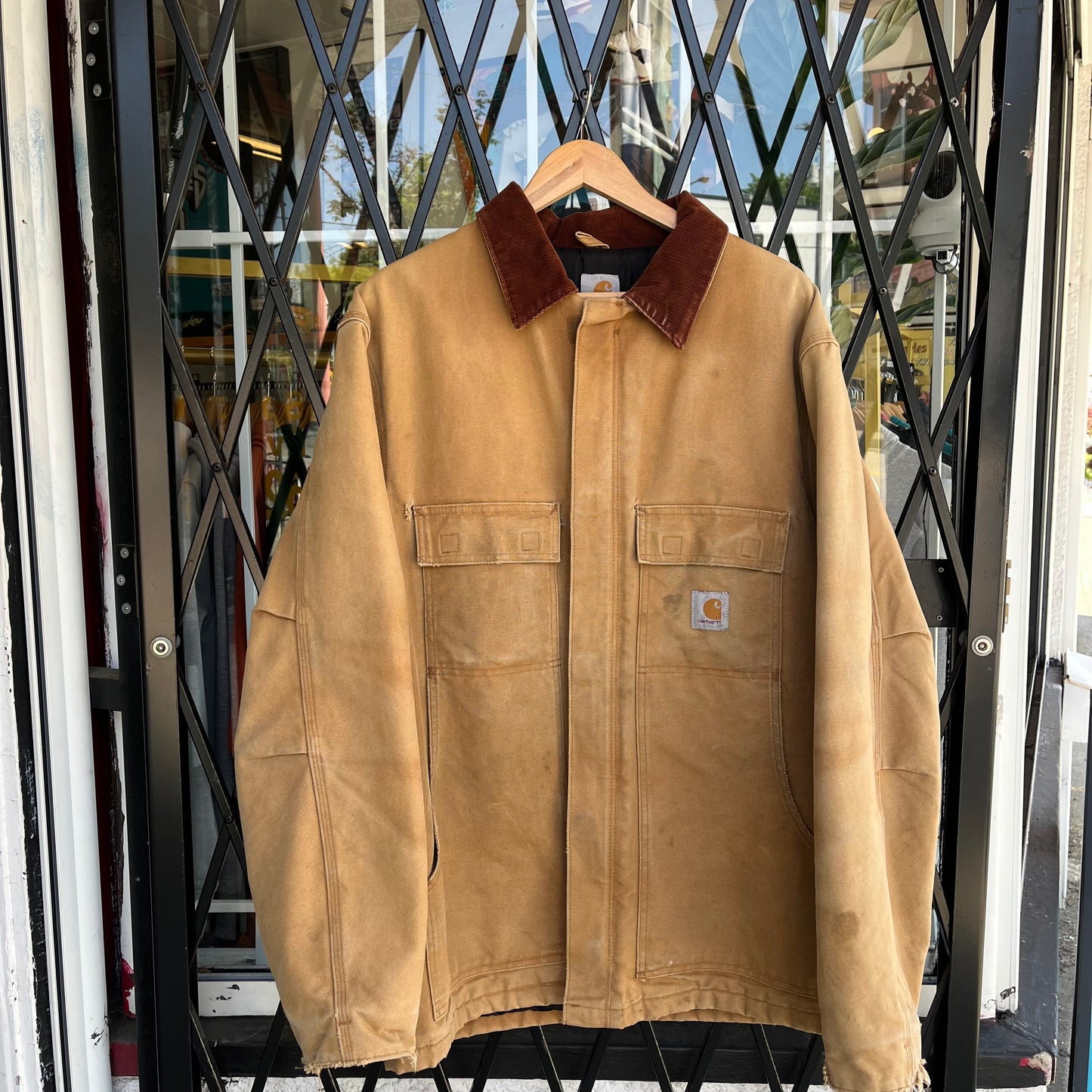Vintage Carhartt Tan Quilted Chore Jacket - Size L