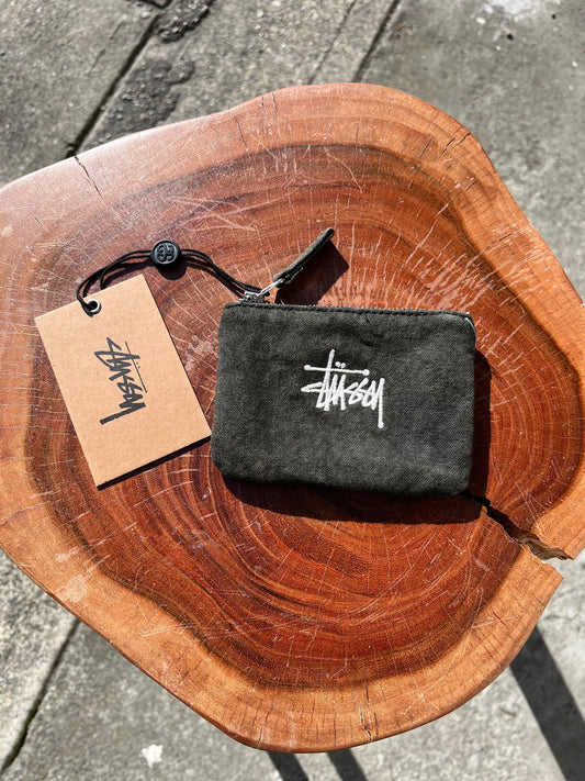 Stussy Cotton Canvas Coin Pouch - Black