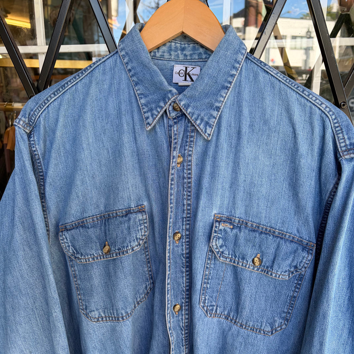 Vintage Calvin Klein Denim Button Up Shirt - Size L