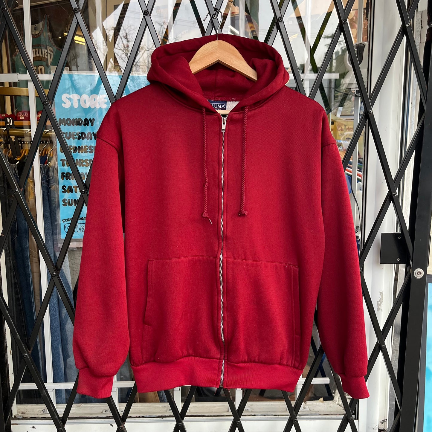 Vintage Thermal Lined Zip Up Hoodie - Size M