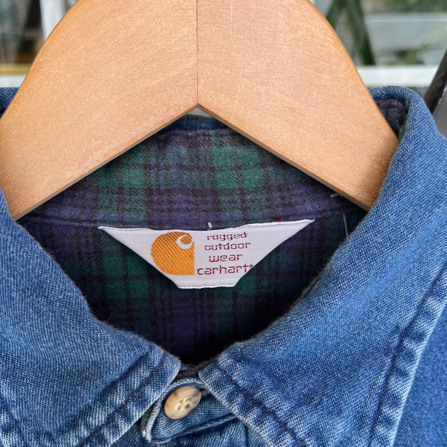Vintage Carhartt Plaid Lined Button Up Shirt - Size XL