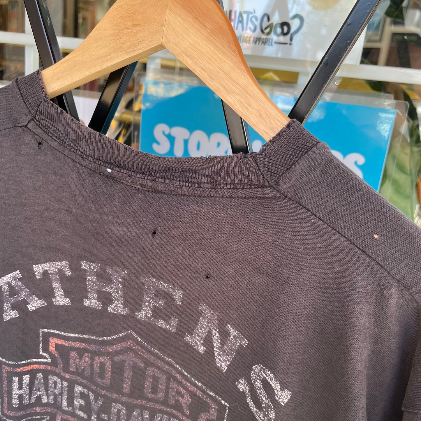 Vintage Distressed Harley Davidson Greece Tee - Size L