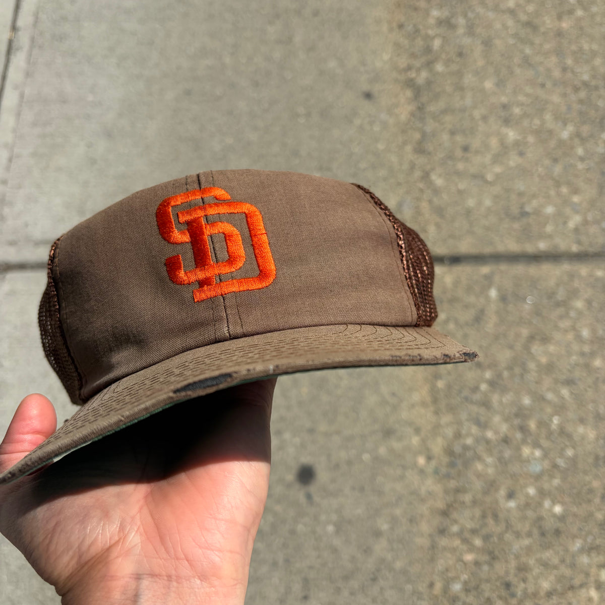 Vintage Distressed SD Padres Trucker Hat