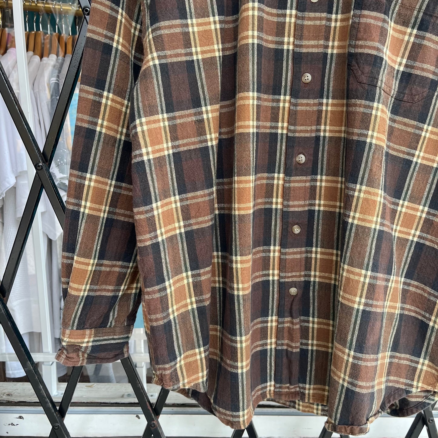 Vintage Plaid Button Up Shirt - Size L
